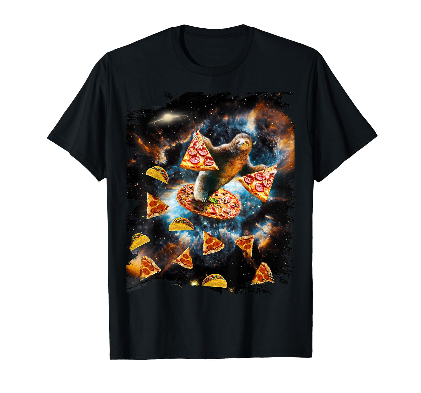 Galaxy Sloth Eating Pizza Taco In Space T-Shirt