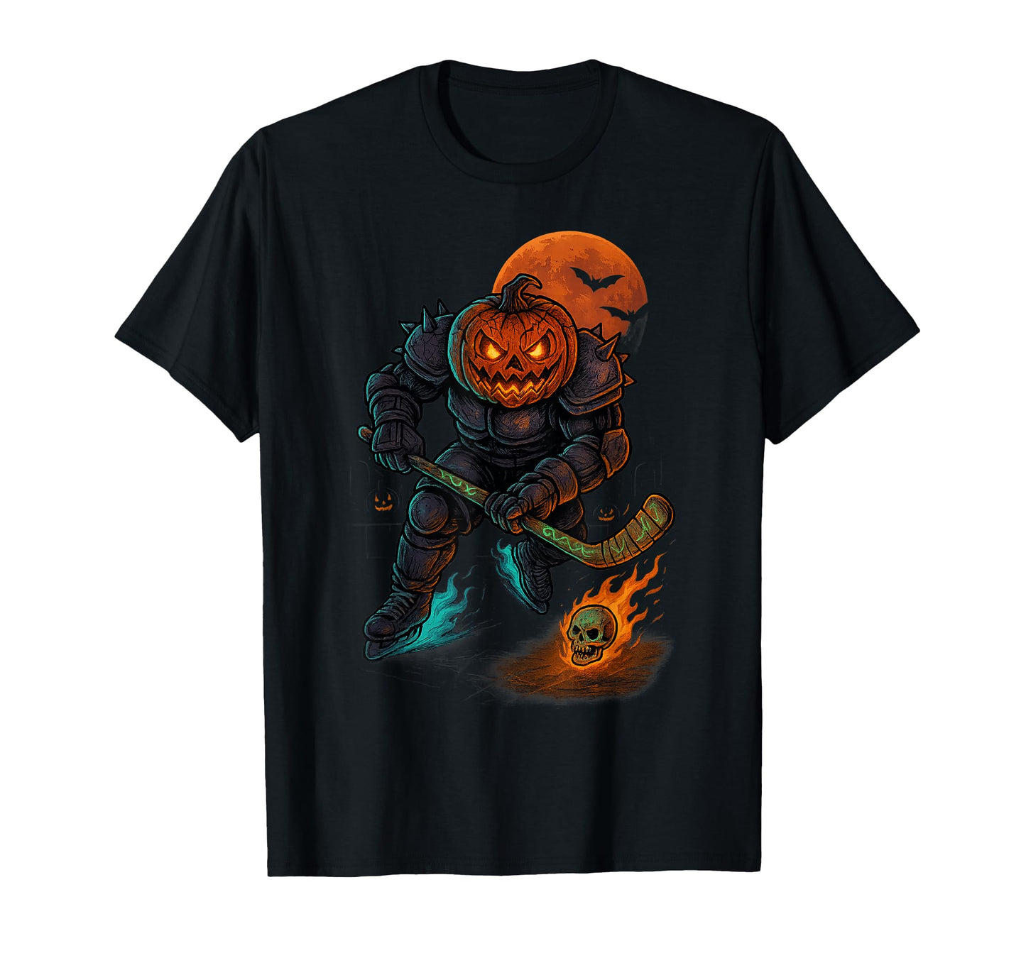 Skeleton Ice Hockey Halloween Sport Costume Men Boys Kids T-Shirt