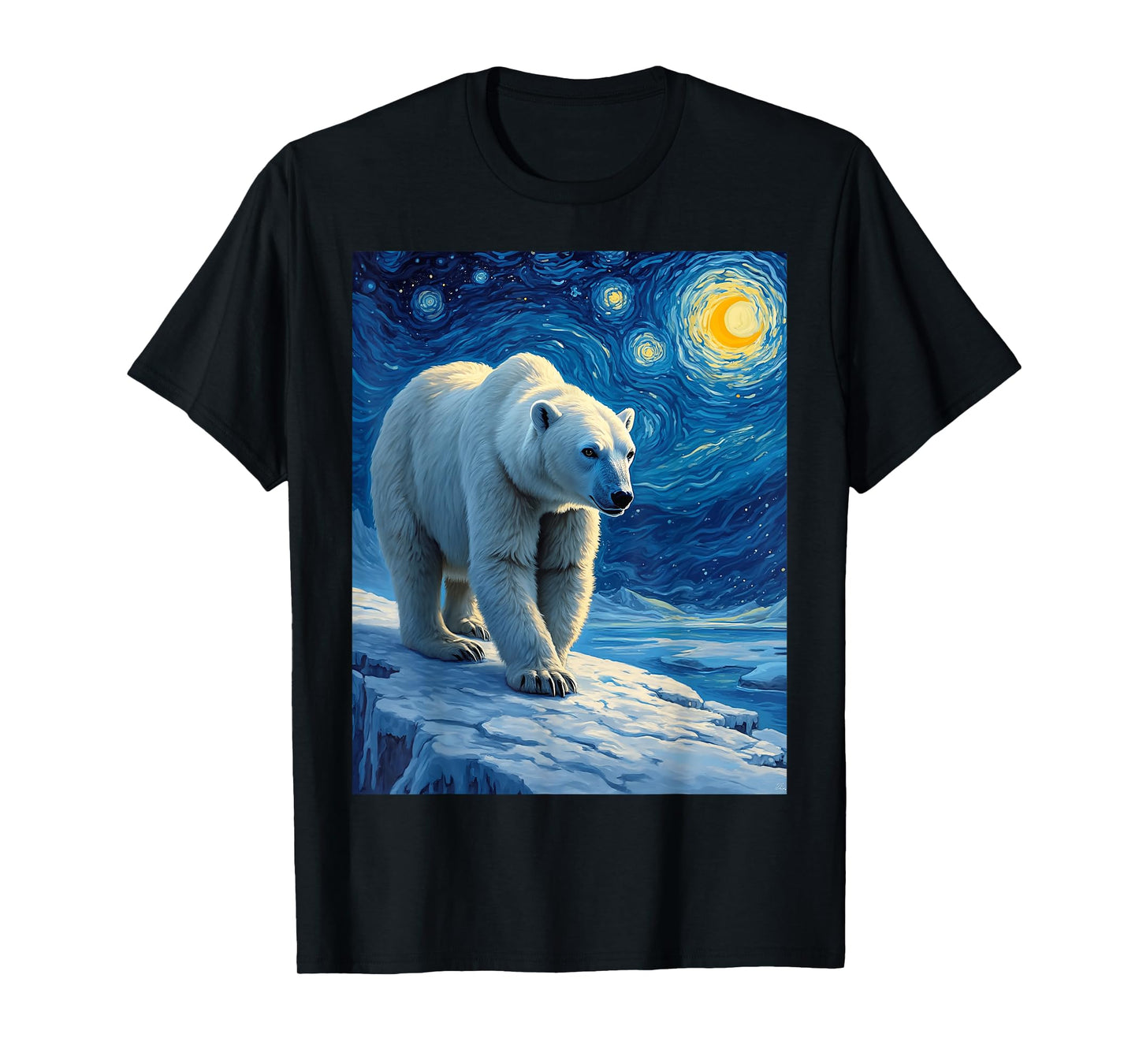 Van Gogh's Starry Night Polar Bear Ice Bear Animal Lovers T-Shirt