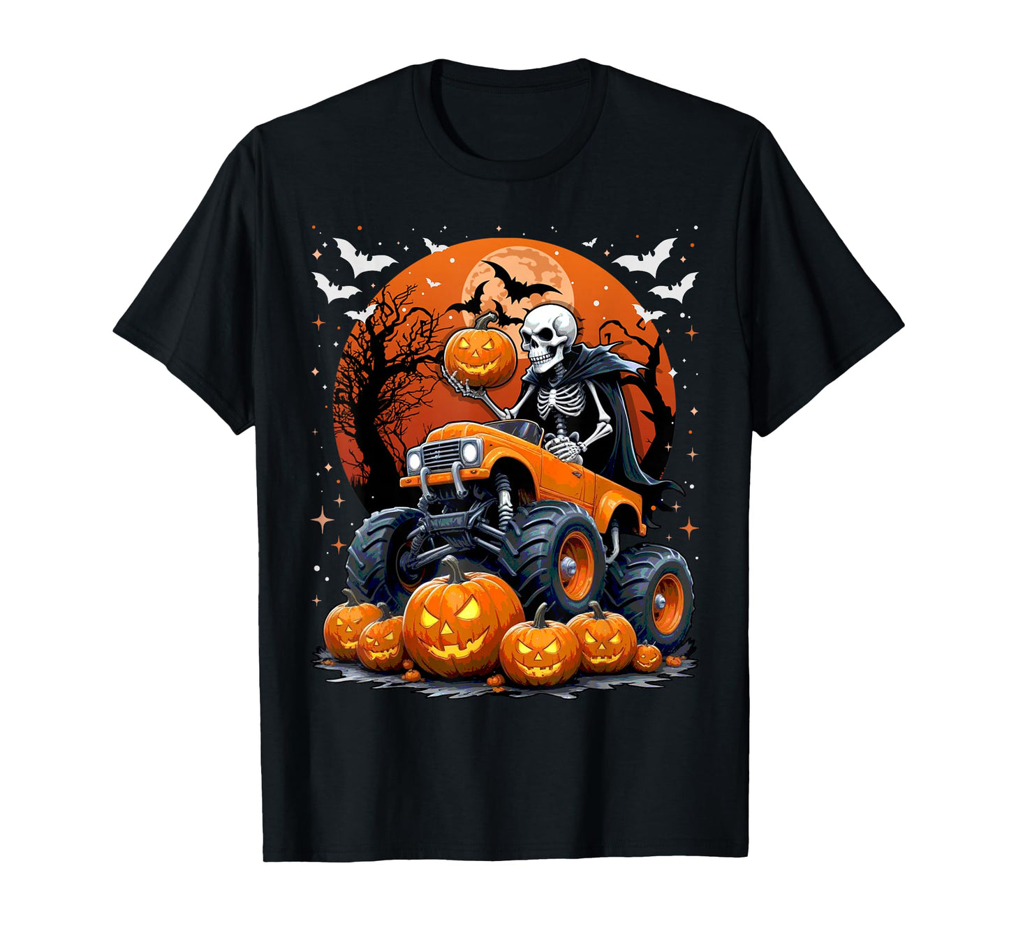 Monster Truck Halloween Jack O Lantern Moon Pumpkin Toddler T-Shirt