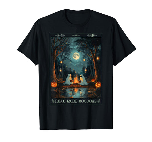 Read More Books Cute Spooky Ghost Reading Book Tarot Card T-Shirt