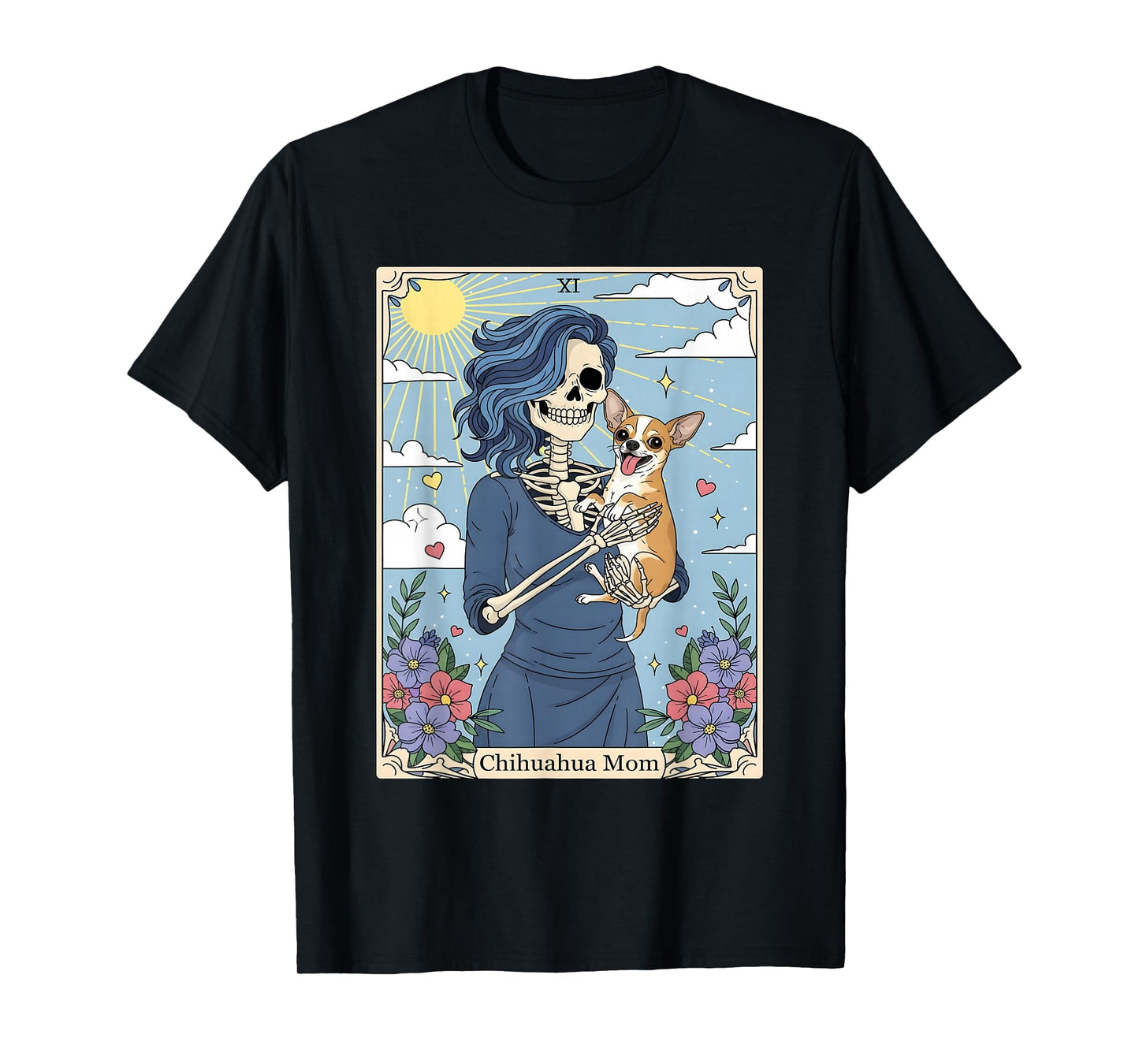 Chihuahua Dog Tarot Card Halloween Costume Skeleton T-Shirt