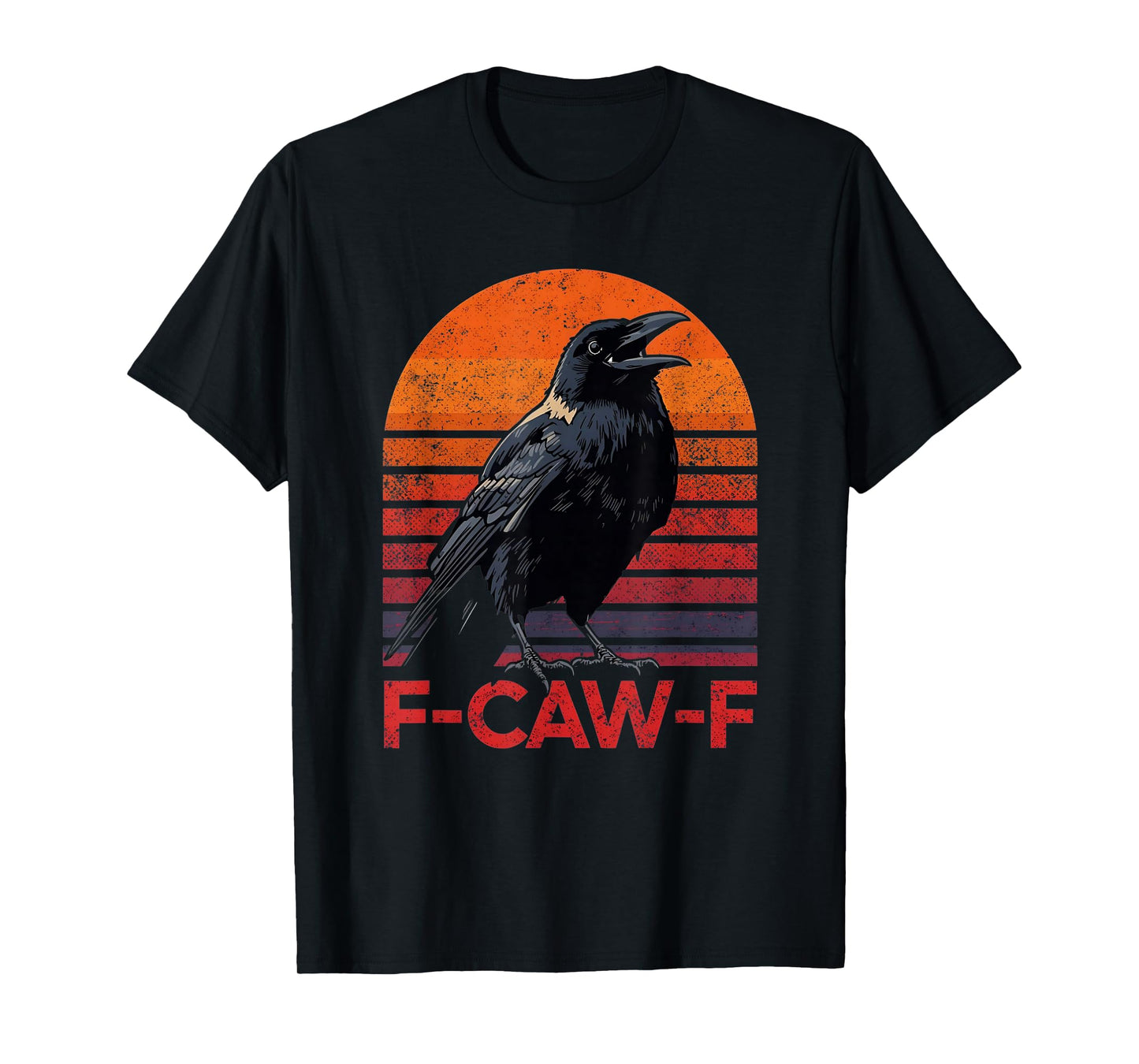 F-Caw-F Black Crow Black Bird Retro Sunset Vintage F-Caw-F T-Shirt