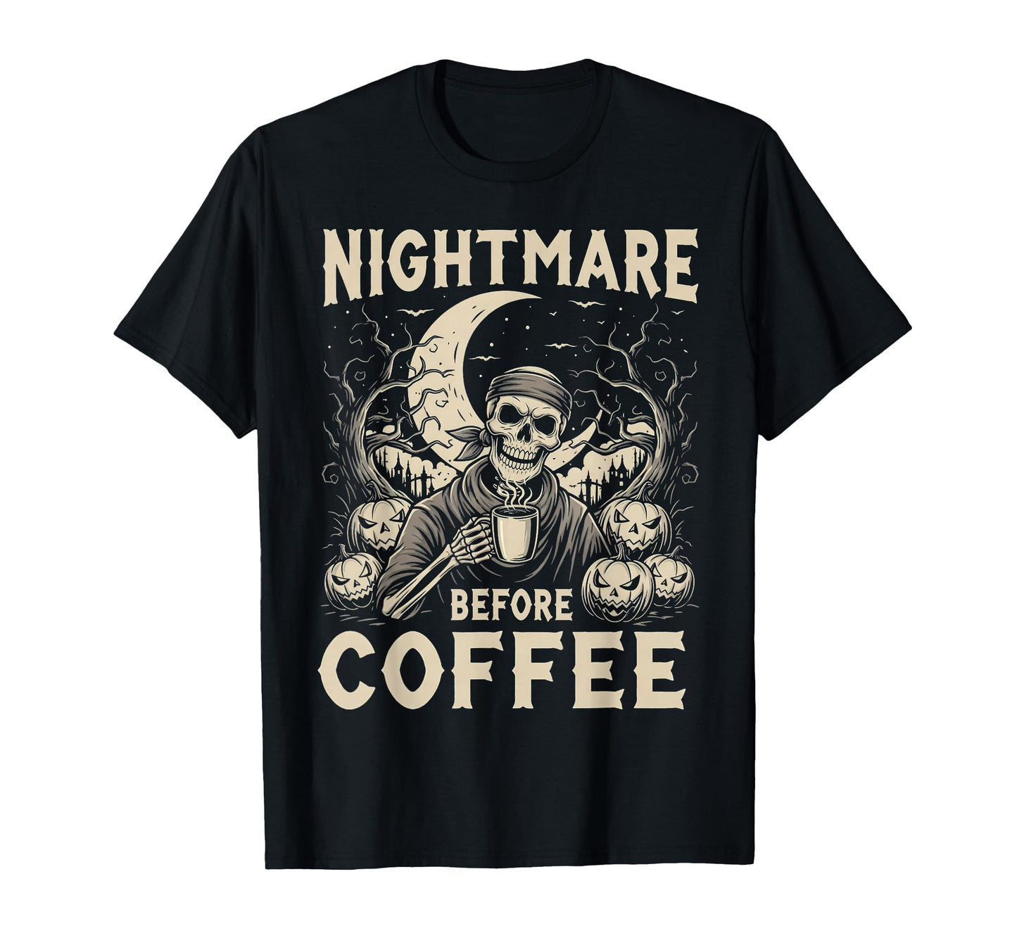 Nightmare Coffee Skeleton Pumpkin Family Matching T-Shirt