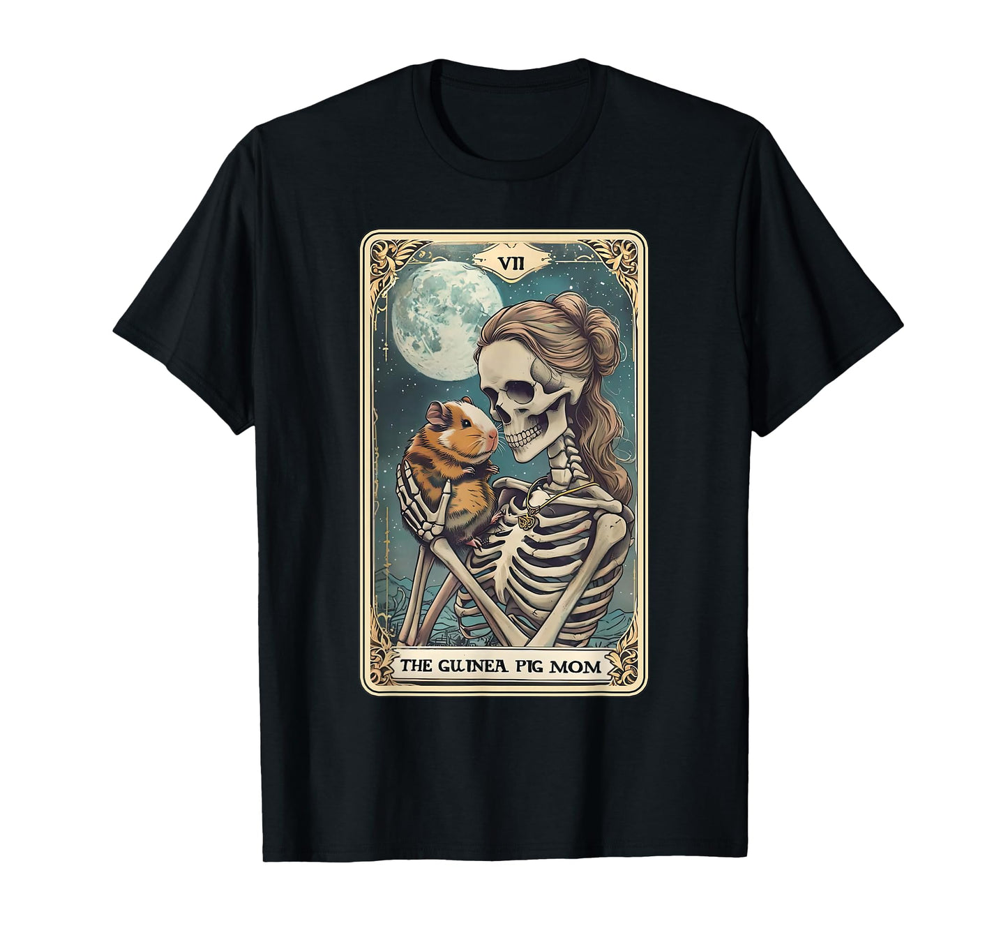 Cute Guinea Pig Skeleton Mom Tarot Card Owner Pet Lover T-Shirt