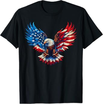 American Flag Bald Eagle Patriotic Eagle 4th of July USA T-Shirt