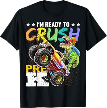 Crush Pre-K Dinosaur Monster Truck Back to School Boy Gifts T-Shirt