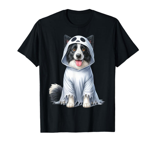 Funny Ghost Border Collie Dog Lover Halloween Costume Men Women T-Shirt