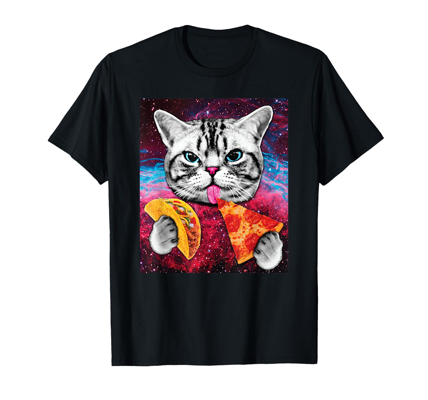 Taco Cat Funny Pizza and Tacos Space Tee T-Shirt