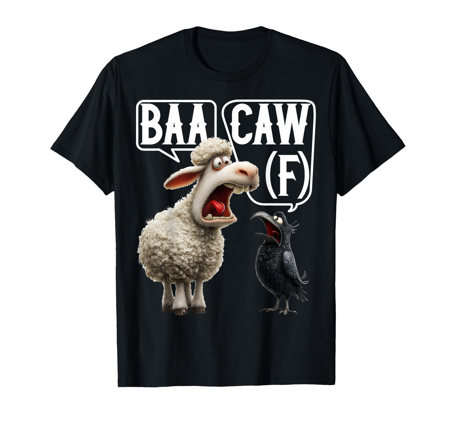 Funny Back Off Shirt – Baa-Caw-F Sheep & Crow Viral Meme Tee T-Shirt