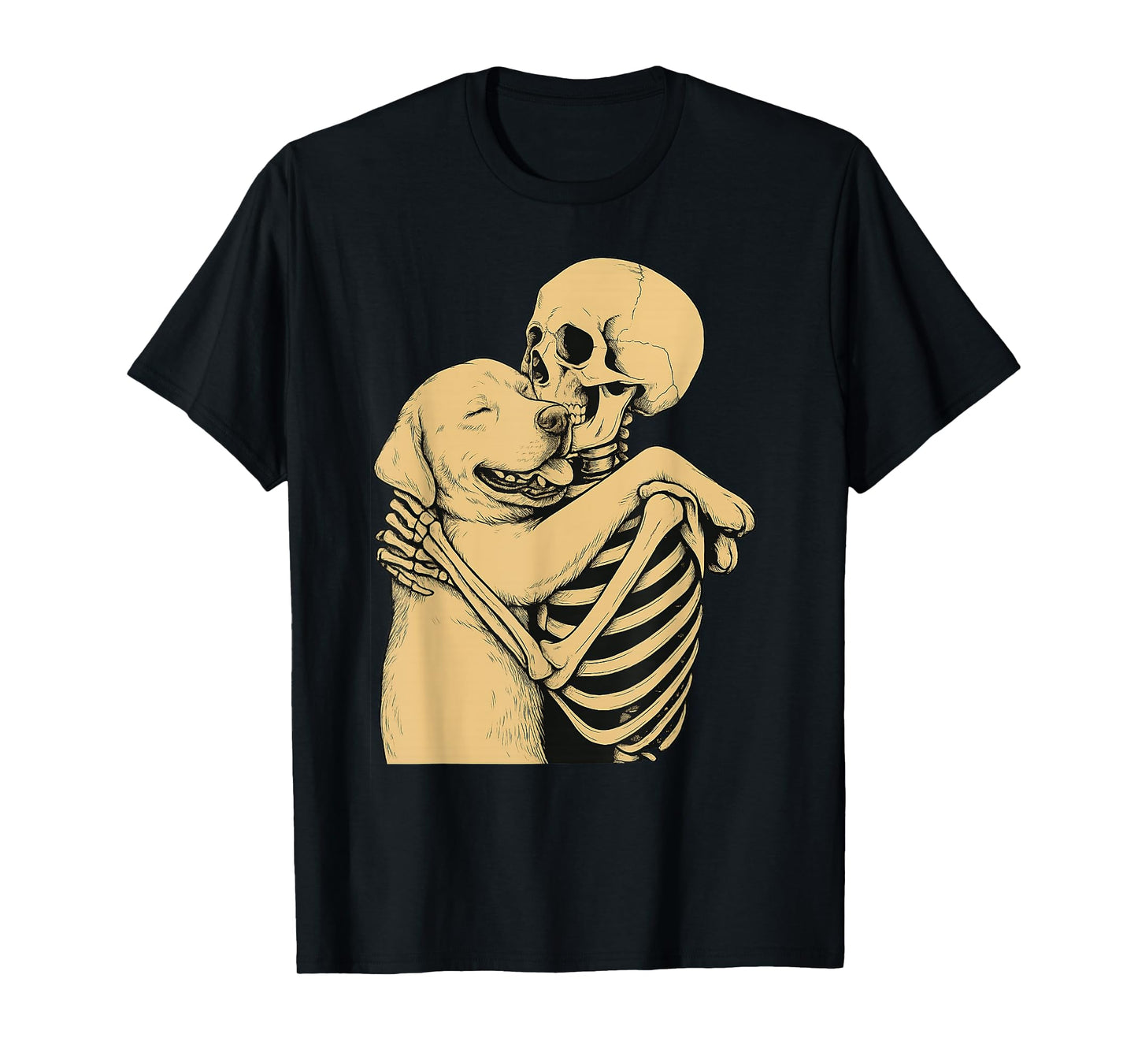 Skeleton Hugging Labrador Dog Halloween T-Shirt