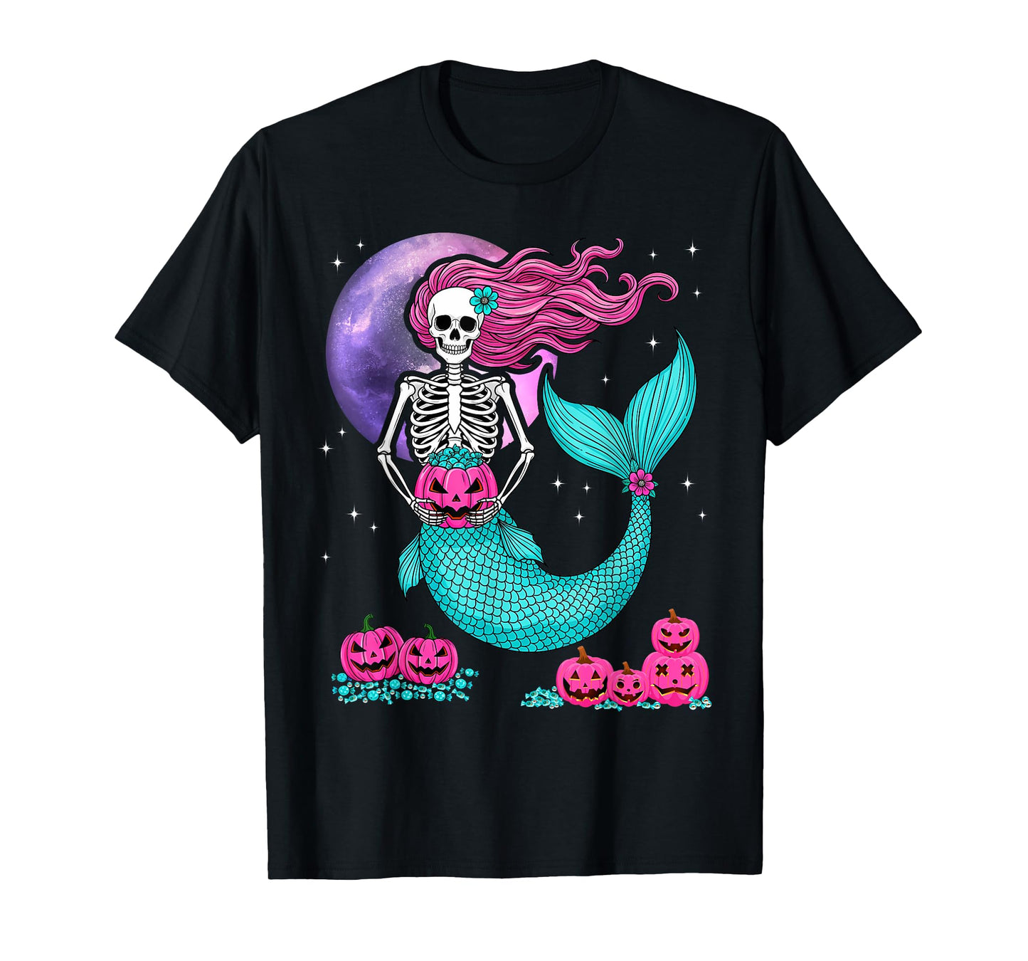Halloween Mermaid Funny Skeleton T-Shirt