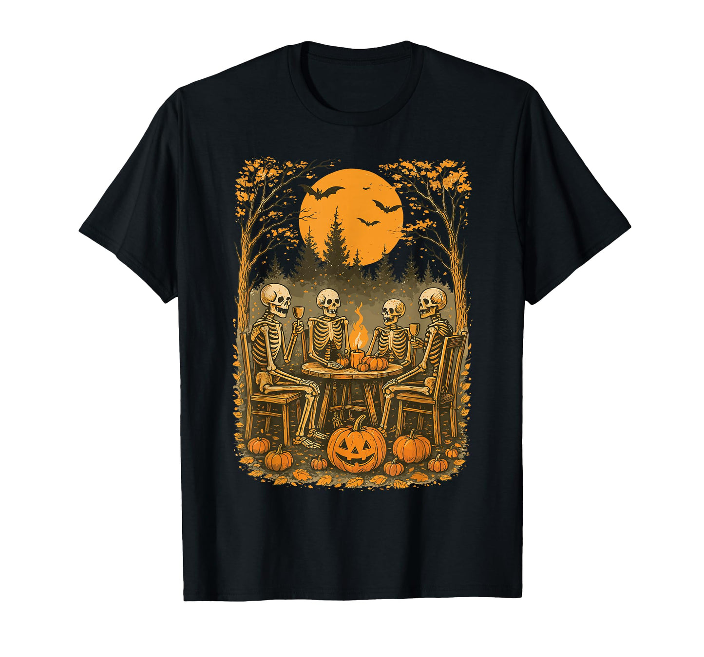 Vintage Ghost Gothic Skeleton Camping Halloween Men Women T-Shirt