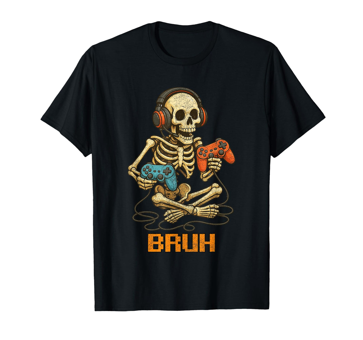 Funny Gamer Skeleton Gamer Teen Boys Video Gaming Bruh T-Shirt