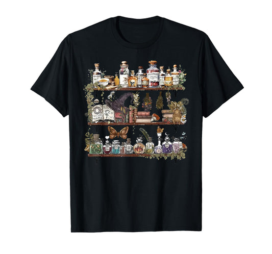 Apothecary Cupboard Herbs Botanical Witch Mystical Magic T-Shirt