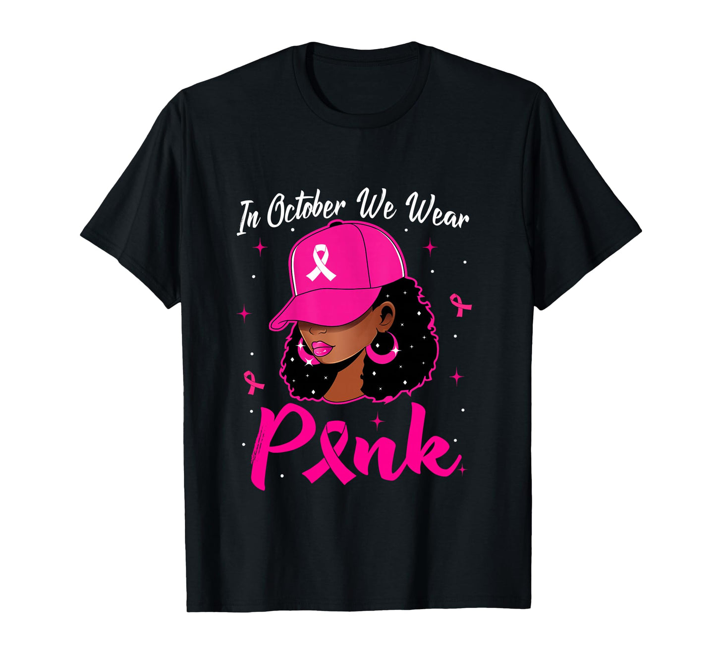In October We Wear Pink Breast Cancer Awareness Black Women Long Sleeve T-Shirt