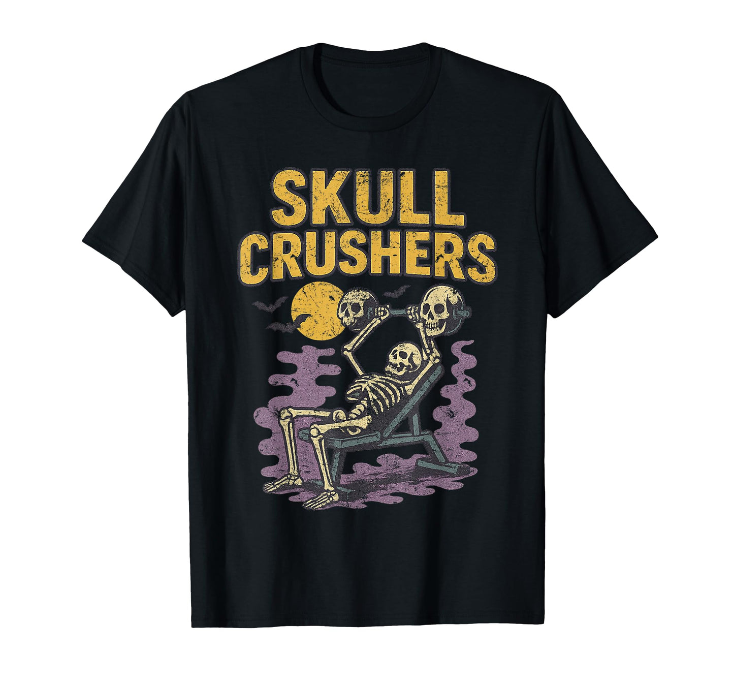 Skull Crushers Skeleton Vintage Halloween 90's Retro Gym T-Shirt