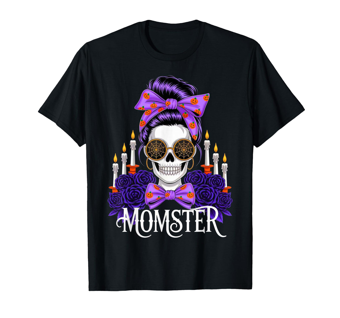 Momster Halloween Costume Skeleton Messy Bun Mother Coffee T-Shirt