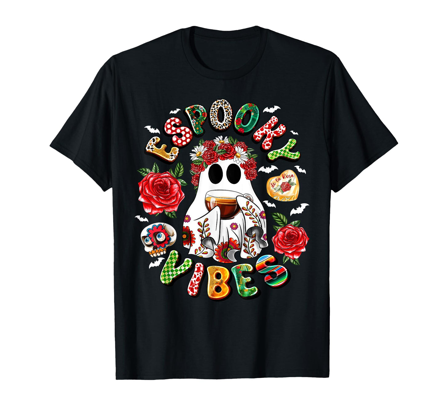 Mexican Ghost Espooky Vibes Pantasmas Conchas And Cucuys T-Shirt