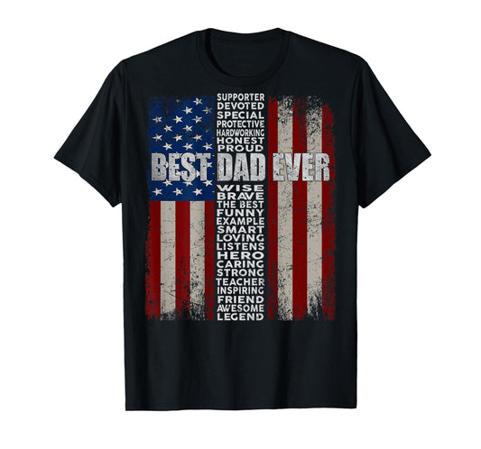 Dad American Flag Father's Day 4th of July Gift Father Daddy T-Shirt