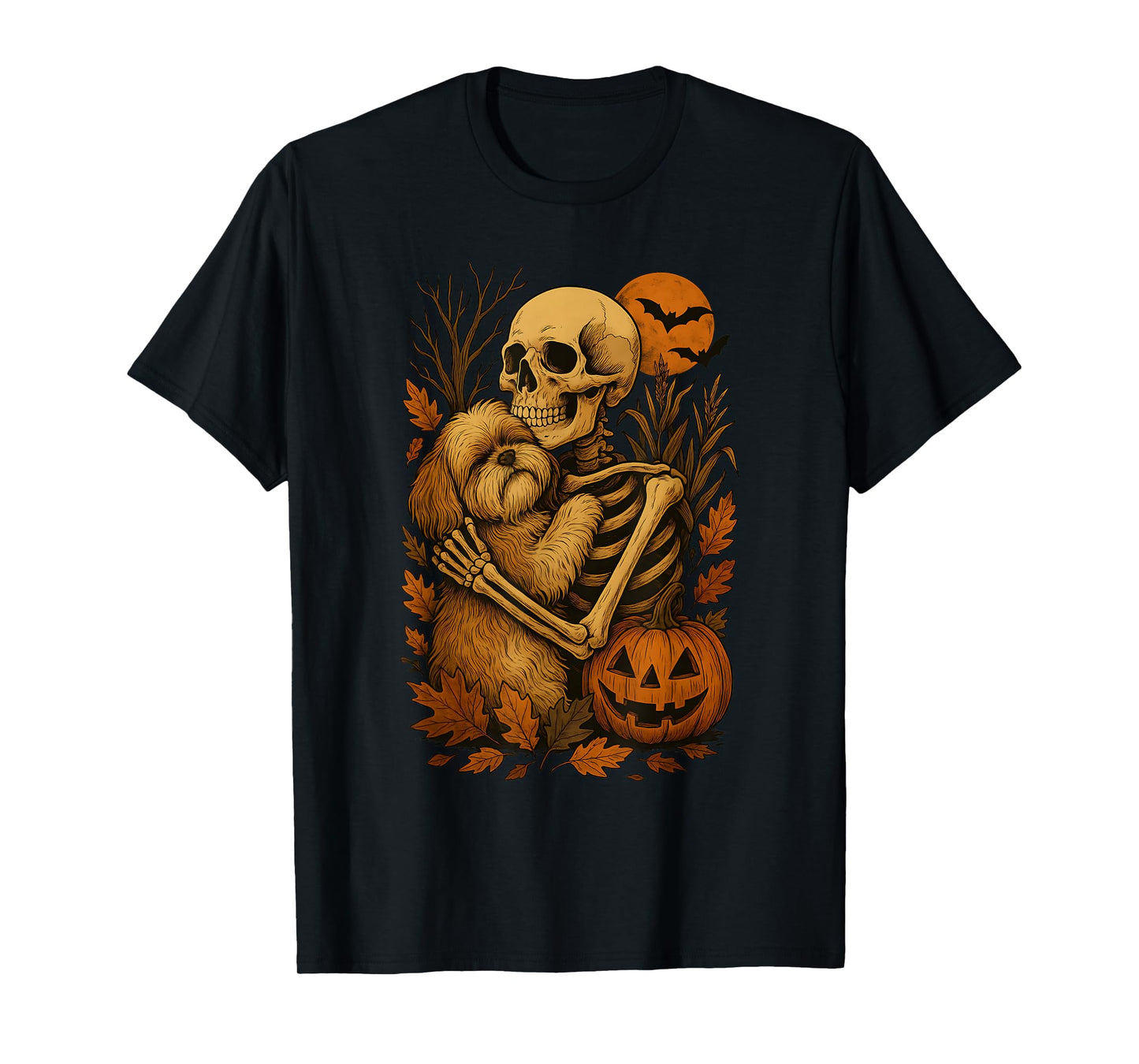 Skeleton Hugging Shih Tzu T-Shirt