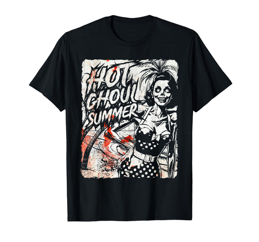 Vintage Hot Ghoul Summer Vibes Halloween Beach Lover Spooky T-Shirt