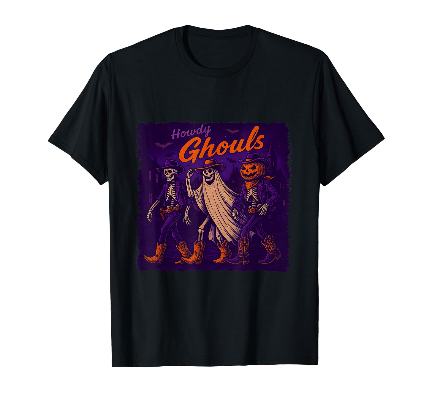Howdy Ghouls Halloween Cowboy Skeletons Trick or Treat T-Shirt