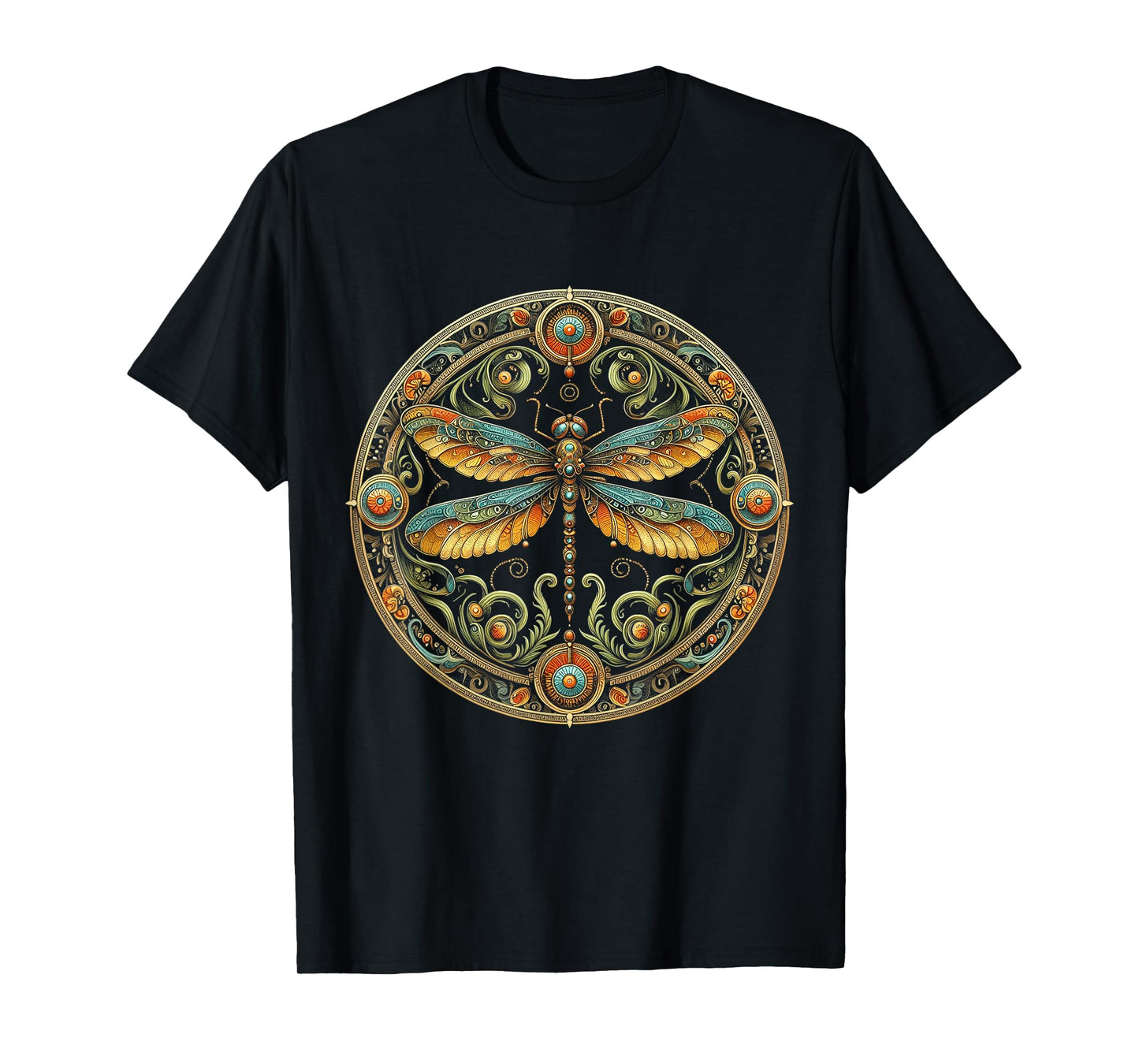Dragonfly Mandala Geometry Tee - Artistic Nature Girls Women T-Shirt