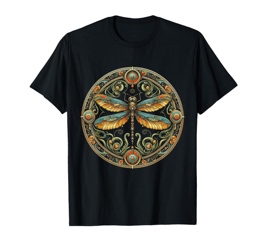 Dragonfly Mandala Geometry Tee - Artistic Nature Girls Women T-Shirt
