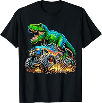 Monster Truck Dinosaur Birthday Party Monster Truck T-Shirt