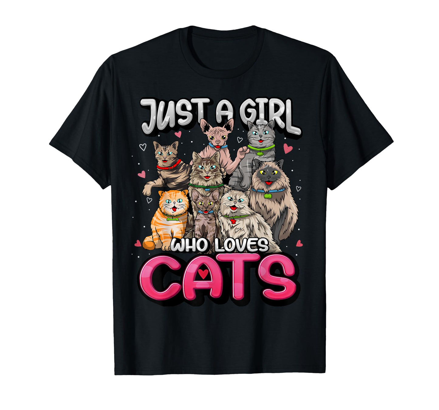 Just A Girl Who Loves Cats Shirt Cute Cat Lover Cat Mom Girl T-Shirt