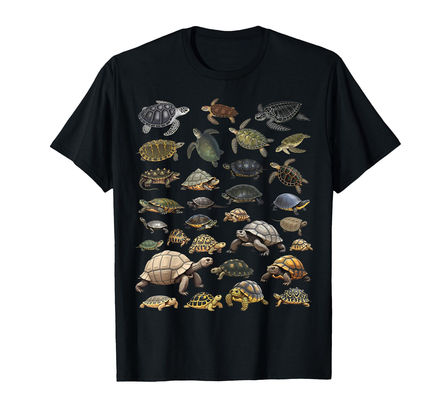 Types of Turtles Sea, Freshwater & Tortoises Species Char T-Shirt