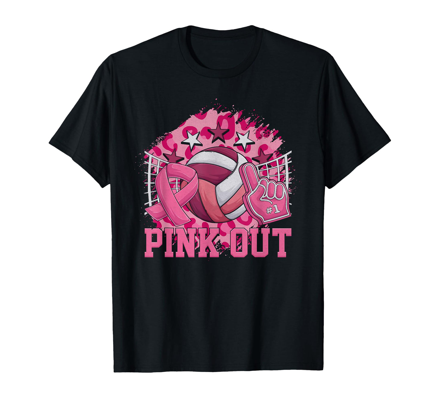 Pink Out Volleyball Pink Ribbon Breast Cancer Awareness T-Shirt