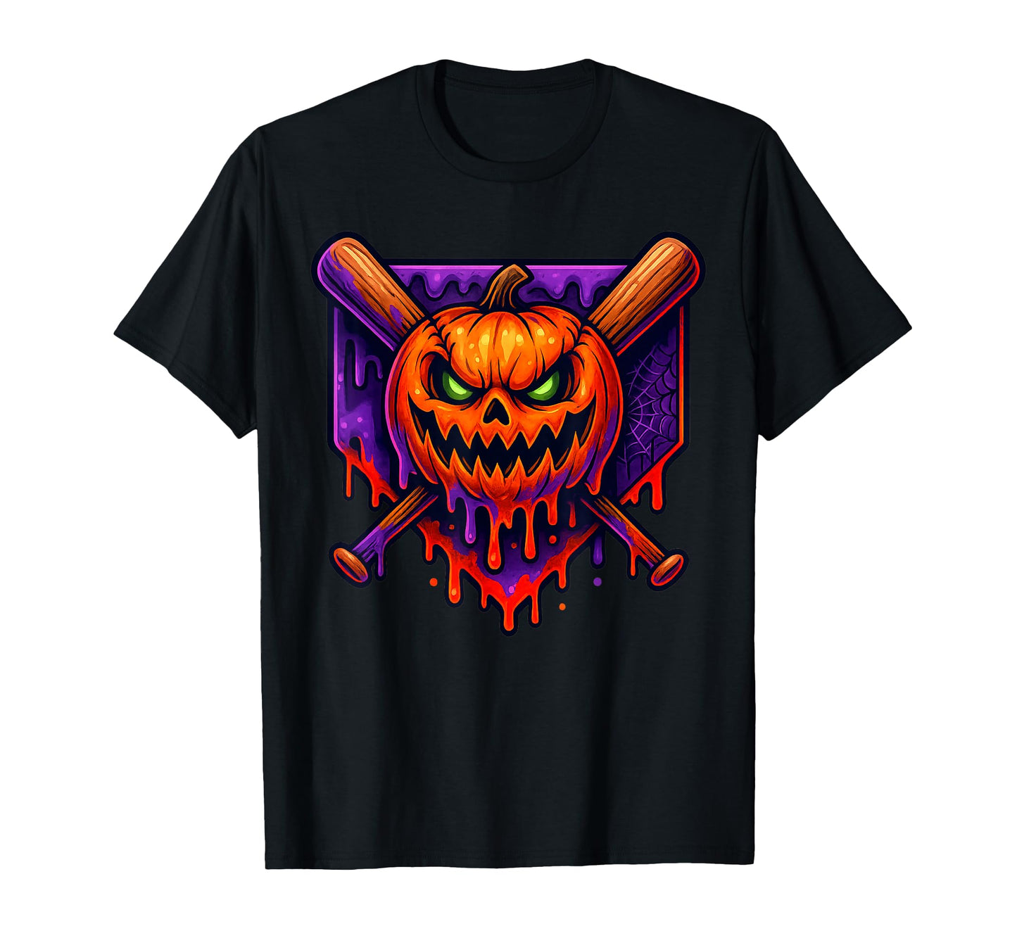 Skeleton Halloween Baseball Ice Cream Drip Spooky Boys Youth T-Shirt