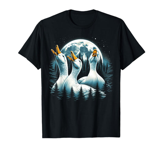 3 Ducks Howling At The Moon Wolf Animal T-Shirt