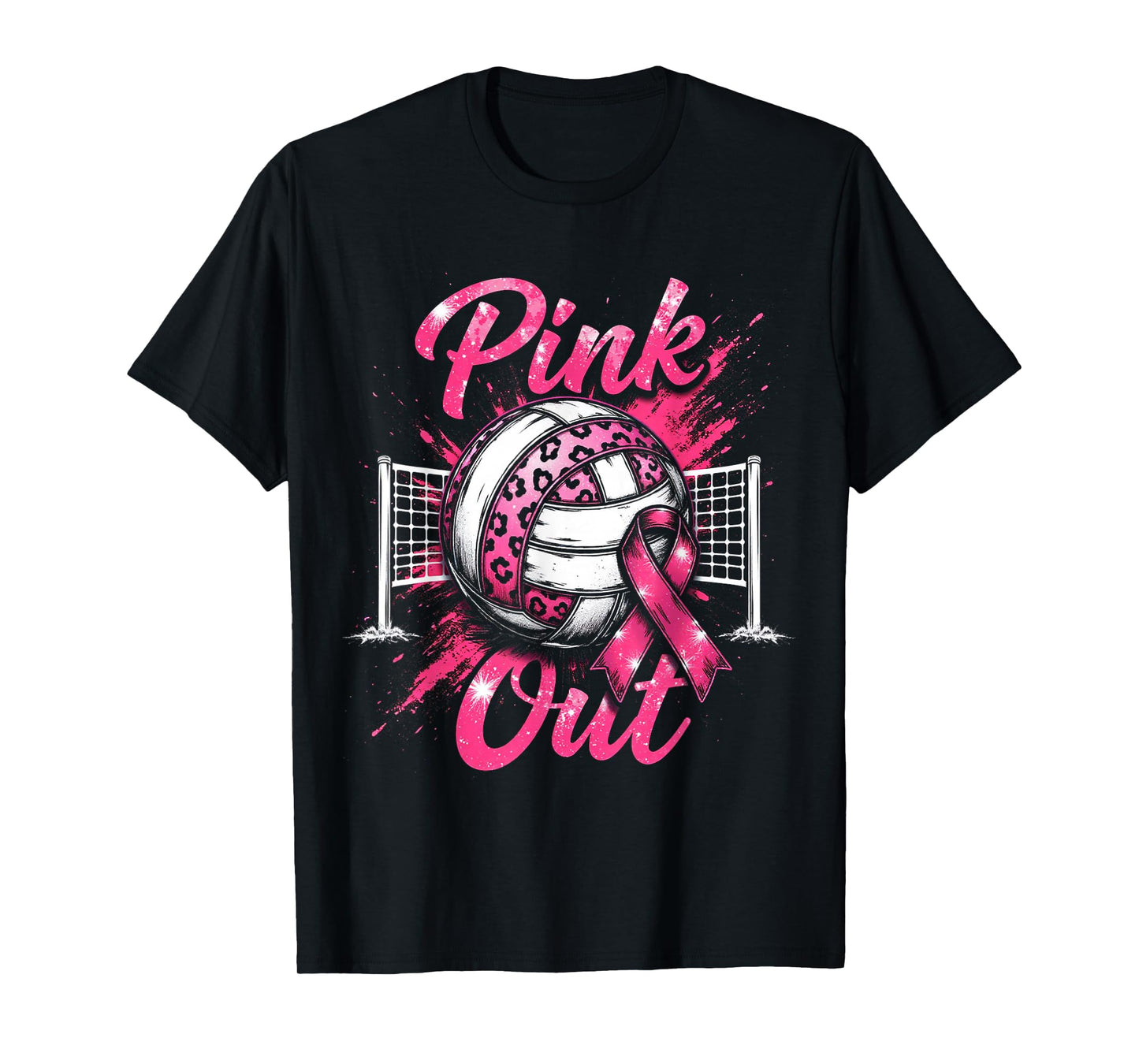 Matching Volleyball Breast Cancer 2025 Squad Support Ribbon T-Shirt