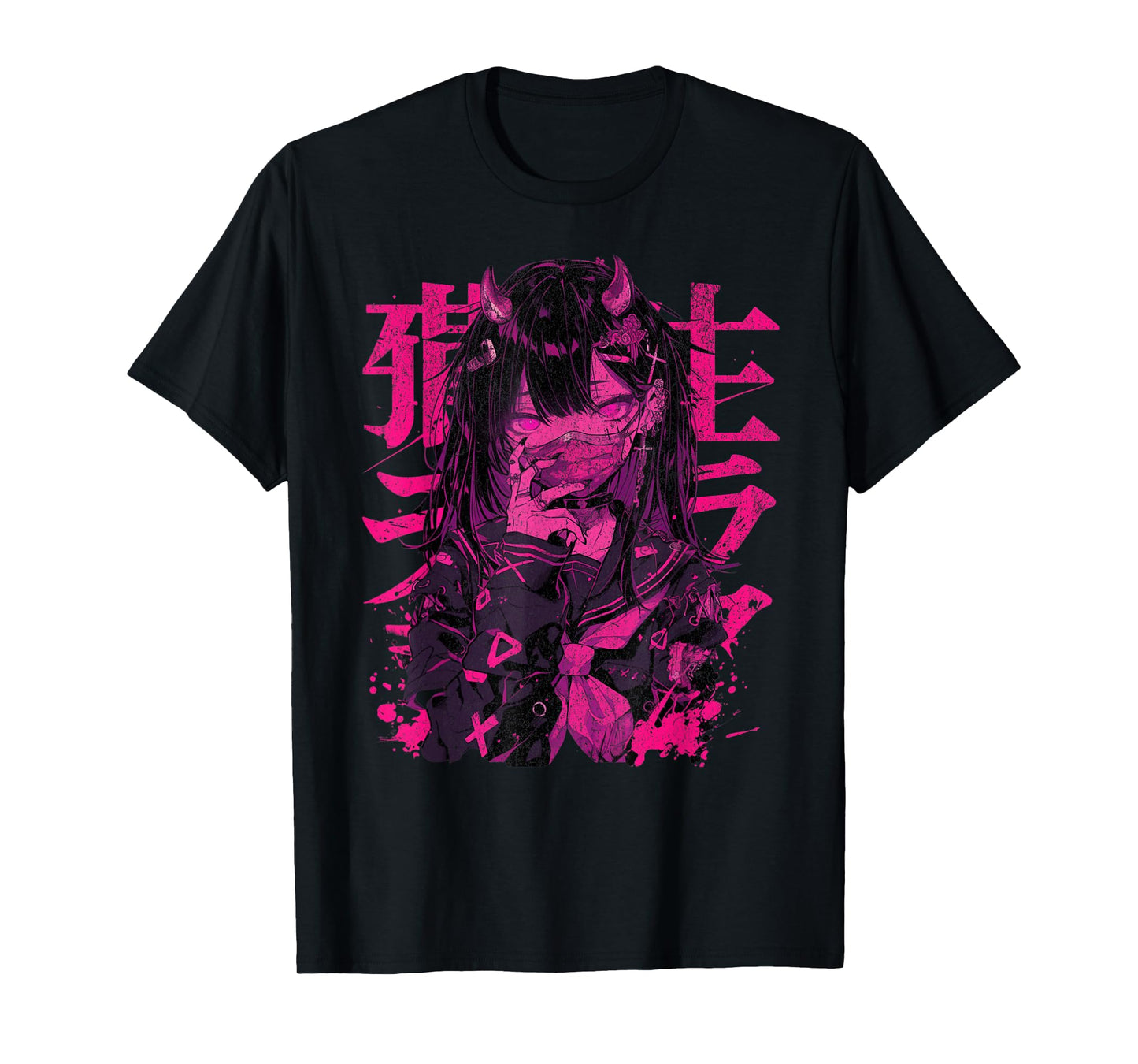 Goth Grunge Demon Anime Girl Waifu Horror Alt Aesthetic T-Shirt