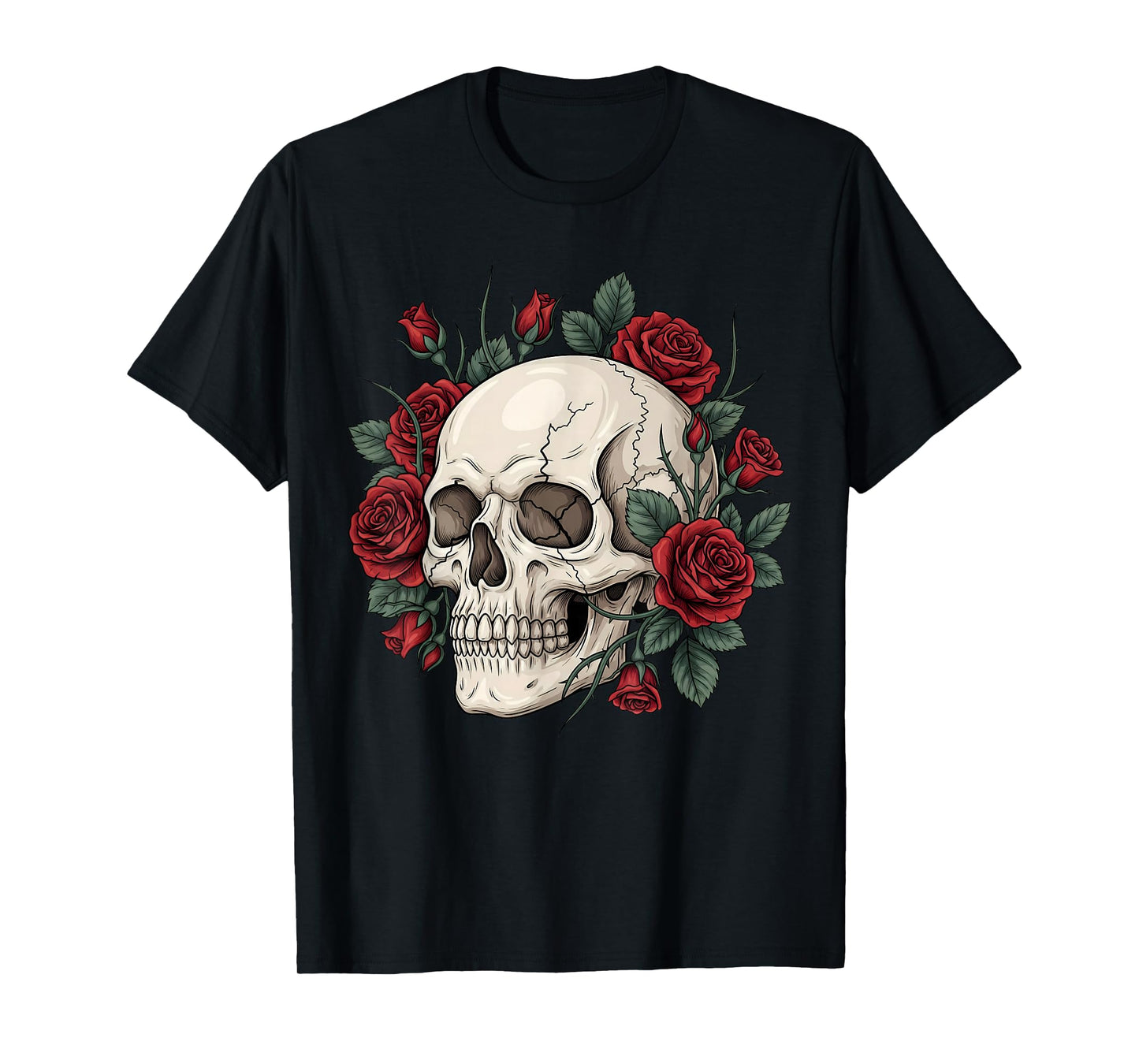 Rose Skeleton Skull Flower Gothic Halloween Costume Floral T-Shirt