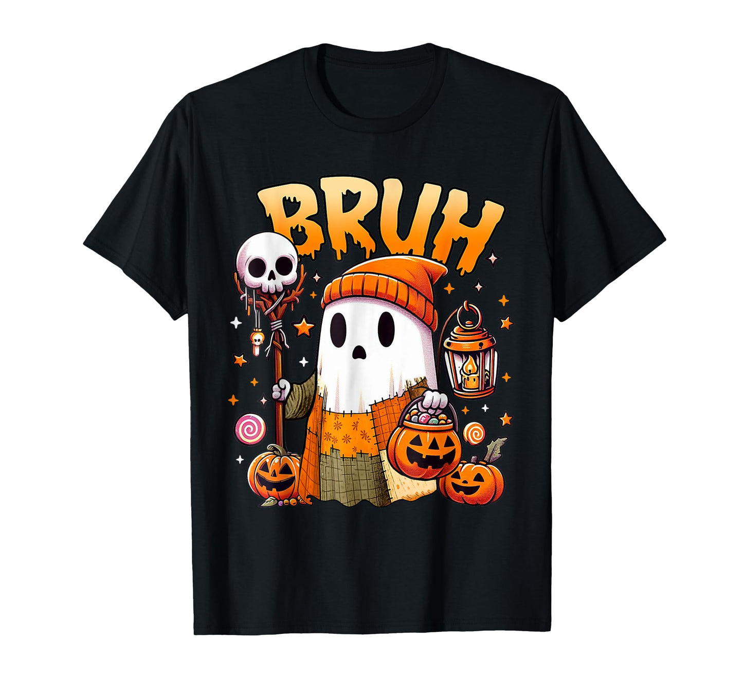 Bruh Ghost Halloween Cute Ghost Spooky Trick Or Treat Candy T-Shirt