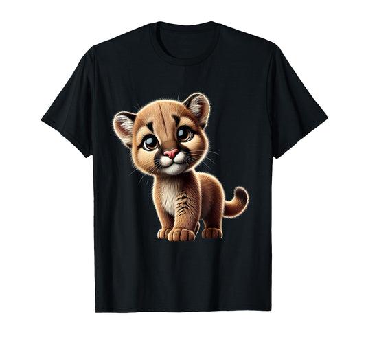 Cute Cougar Cub Adorable Wildlife Art T-Shirt
