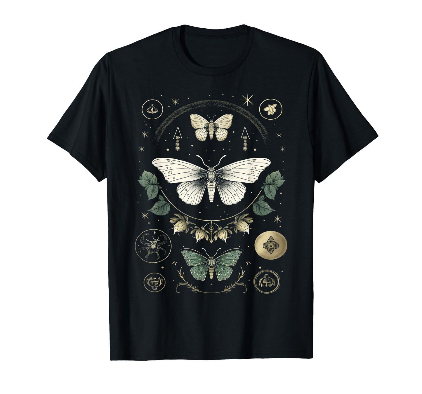 Forest Witch Moth Heterocera Folkloric Wiccan Nature Goth T-Shirt