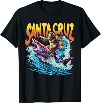 Santa Cruz California Summer T-Shirts Surfing Bigfoot Shark Men Women Kids T-Shirt