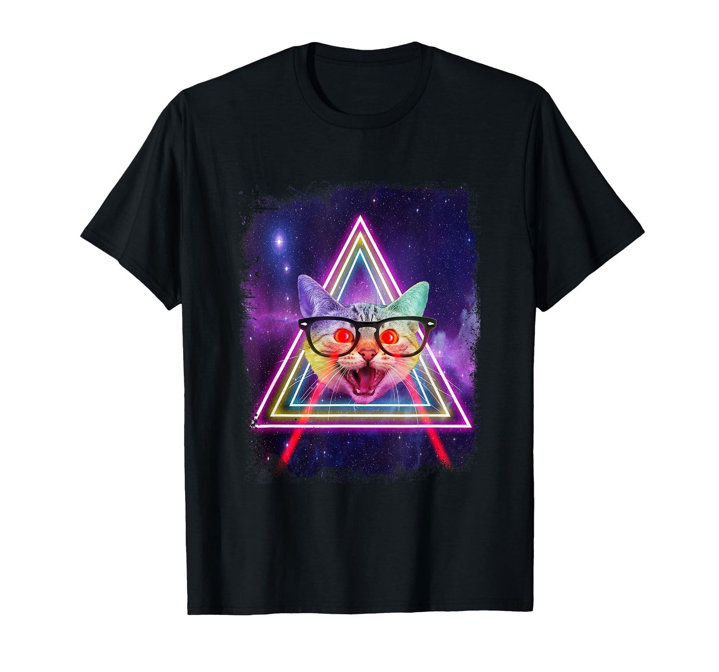 Laser Eyes Space Cat In Galaxy Funny Kitty For Cats Lovers T-Shirt for Men Women Girls Kids