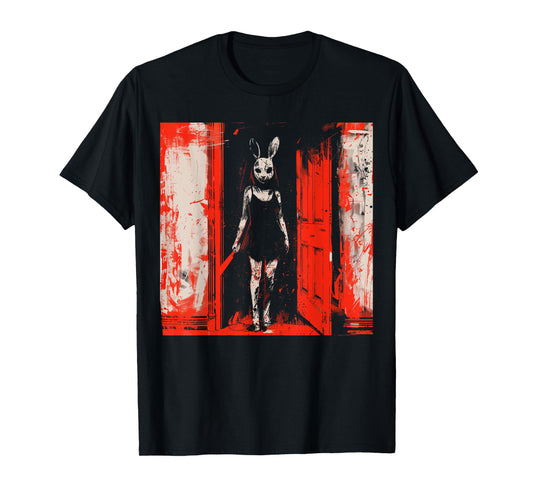 Horror Evil Bunny Slasher Girl Red Anime Goth Creepy Rabbit T-Shirt
