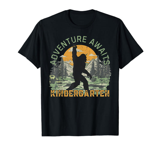 Adventure Awaits Bigfoot Teacher Kindergarten Back To School T-Shirt