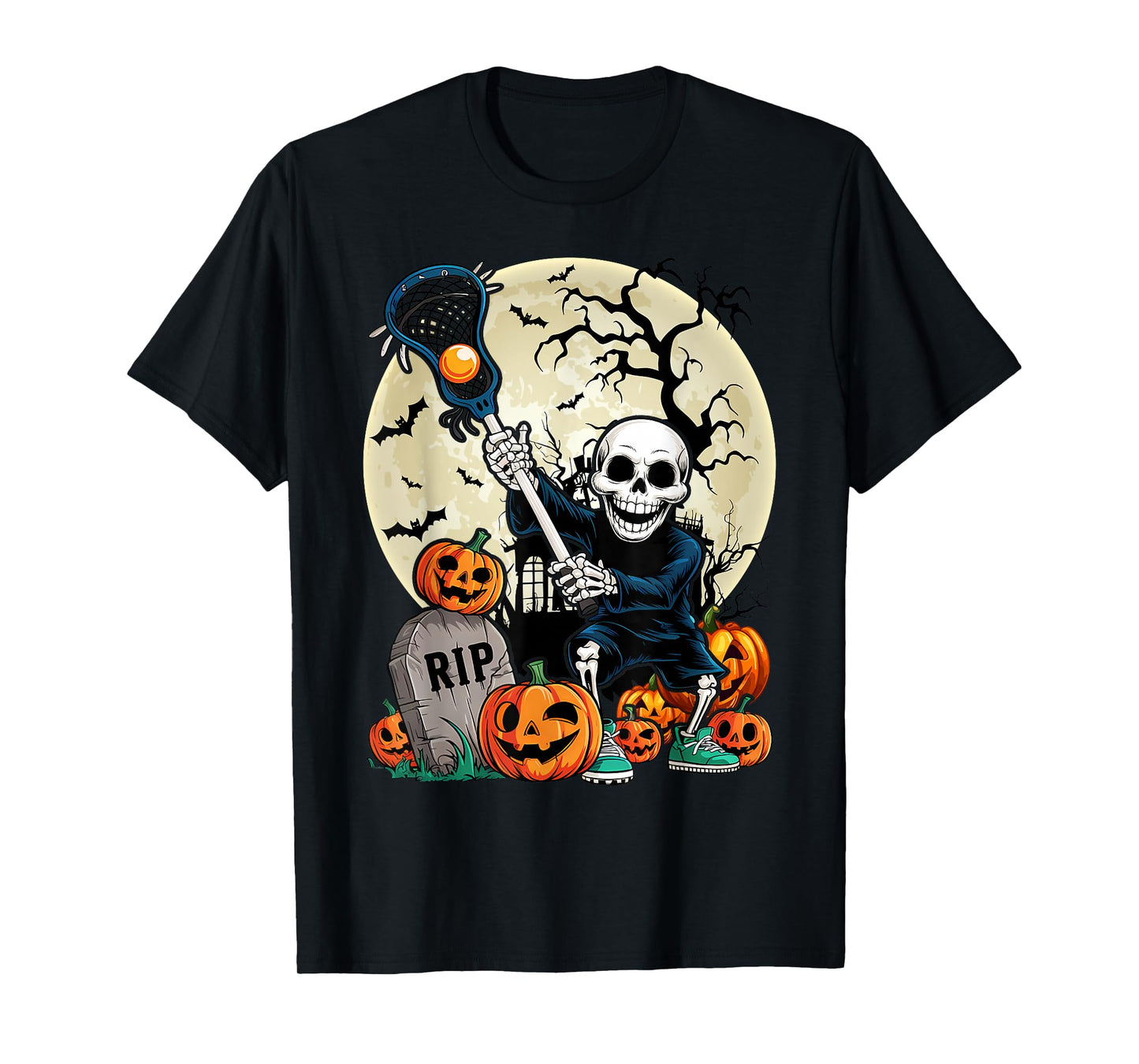 Halloween Skeleton Lacrosse T-Shirt