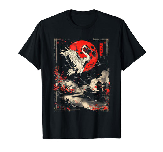 Anime Japanese Goth Cyberpunk City Cranes Japan Art Nature T-Shirt