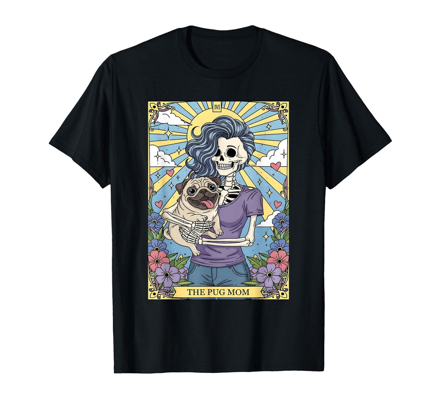 Pug Tarot Card Halloween Costume Skeleton T-Shirt