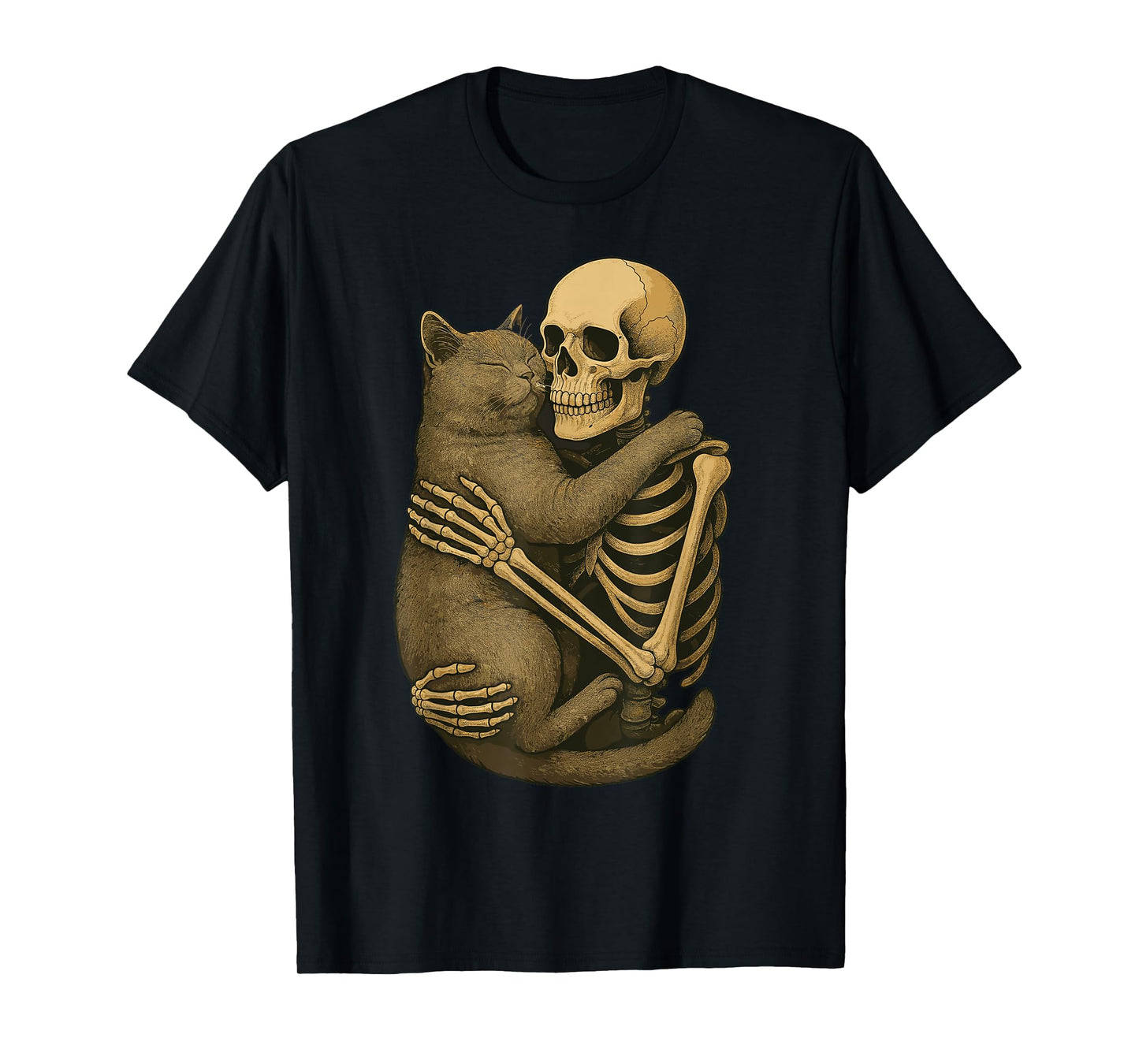 Skeleton Hugging British Shorthair T-Shirt