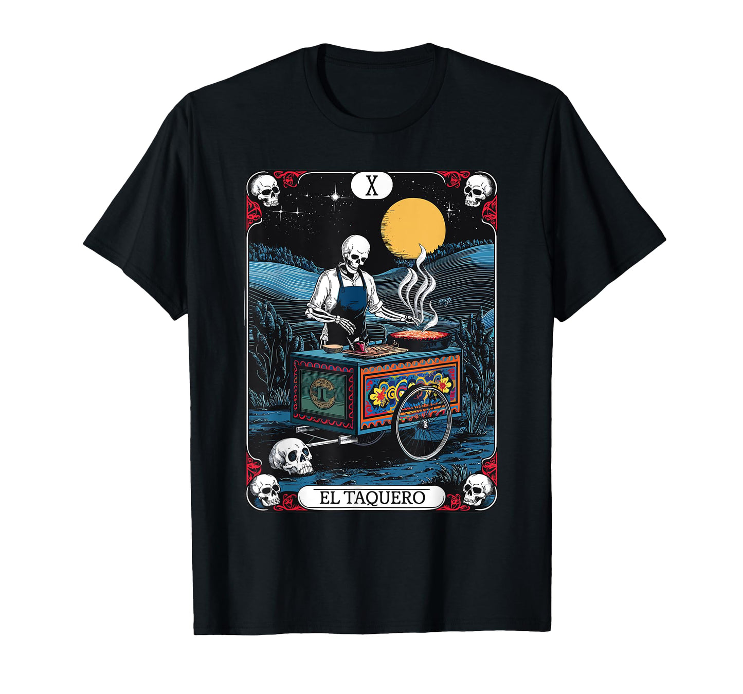 Gothic Tarot El Taquero Skeleton Taco Chef T-Shirt